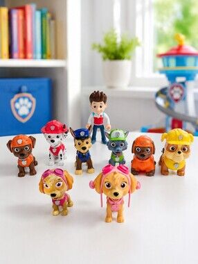 PAW Patrol Mini Figures Set Ryder + 8 Pups Small Toys 1–2.5”